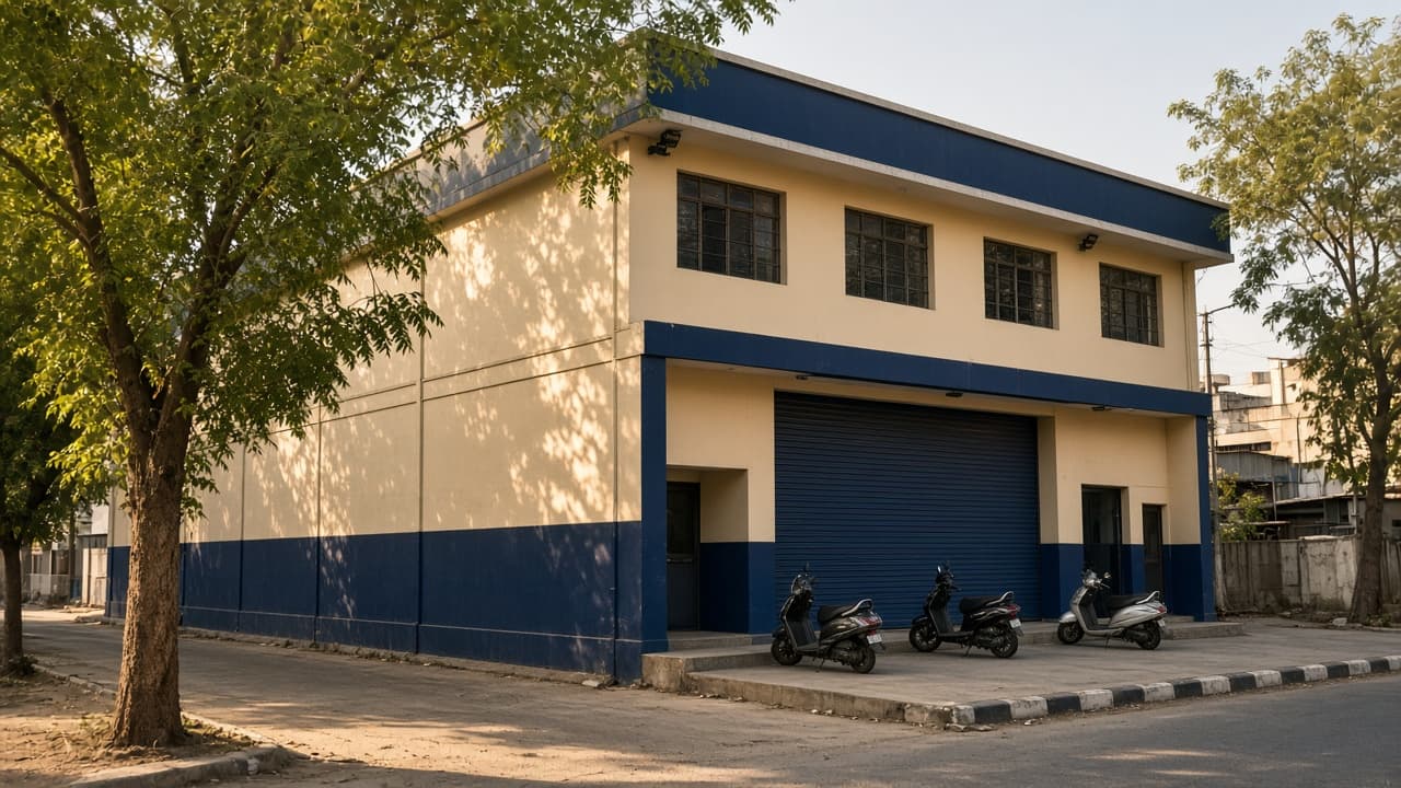 Industrial works exterior in Okhla Industrial Area, New Delhi